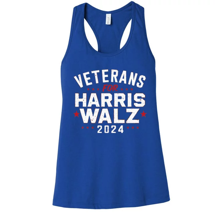 Veterans For Harris Waltz 2024 Election Vote Blue Democrat Women's Racerback Tank