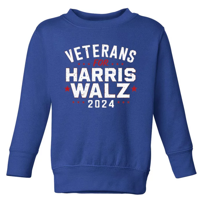 Veterans For Harris Waltz 2024 Election Vote Blue Democrat Toddler Sweatshirt