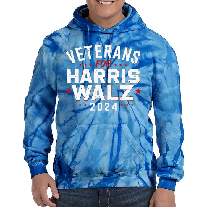 Veterans For Harris Waltz 2024 Election Vote Blue Democrat Tie Dye Hoodie