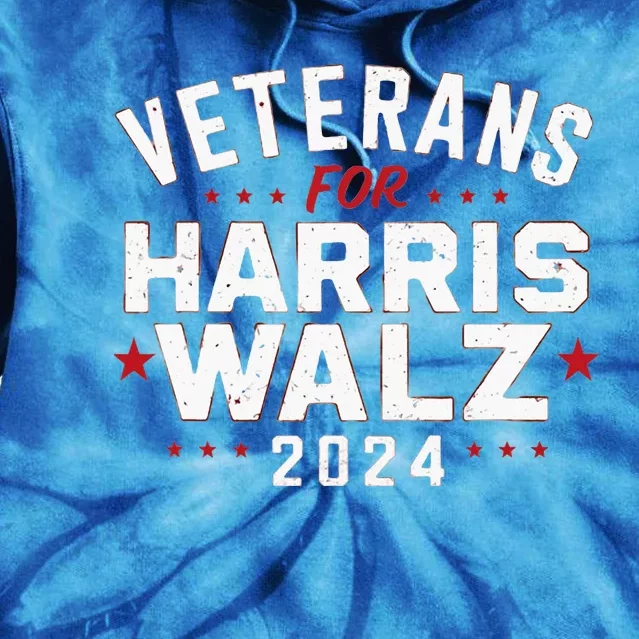 Veterans For Harris Waltz 2024 Election Vote Blue Democrat Tie Dye Hoodie