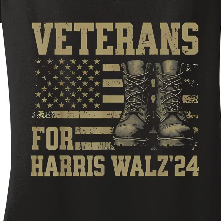 Veterans For Harris Walz Waltz 2024 Presidential Campaign Women's V-Neck T-Shirt