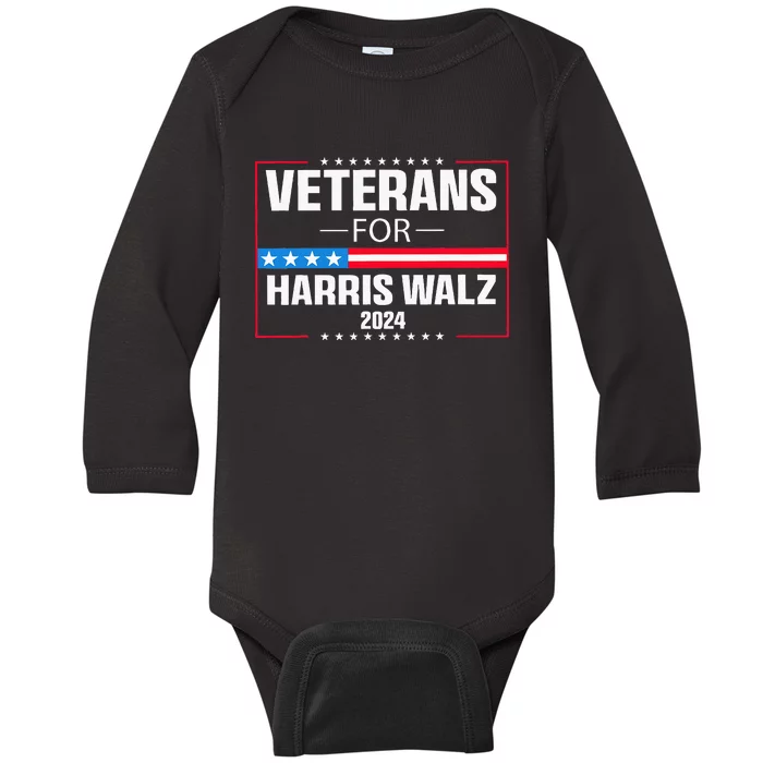 Veterans For Harris Walz 2024 Presidential Campaign Baby Long Sleeve Bodysuit