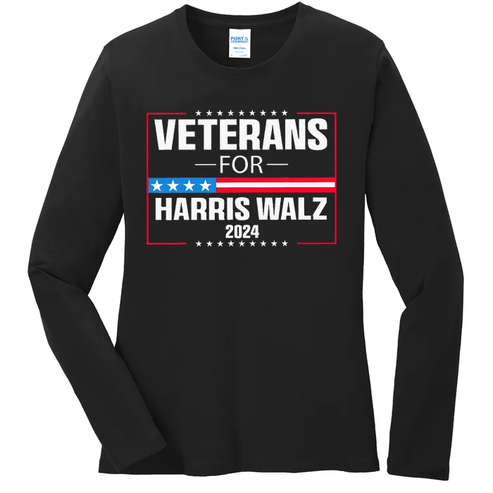 Veterans For Harris Walz 2024 Presidential Campaign Ladies Long Sleeve Shirt