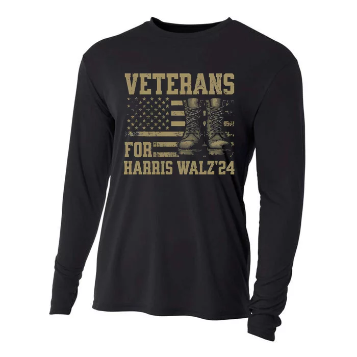 Veterans For Harris Walz Waltz 2024 Presidential Campaign Cooling Performance Long Sleeve Crew