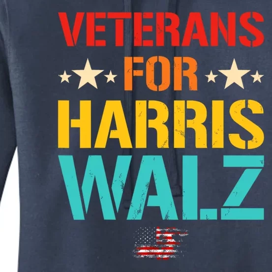 Veteran For Harris Walz Waltz Usa Flag Women's Pullover Hoodie