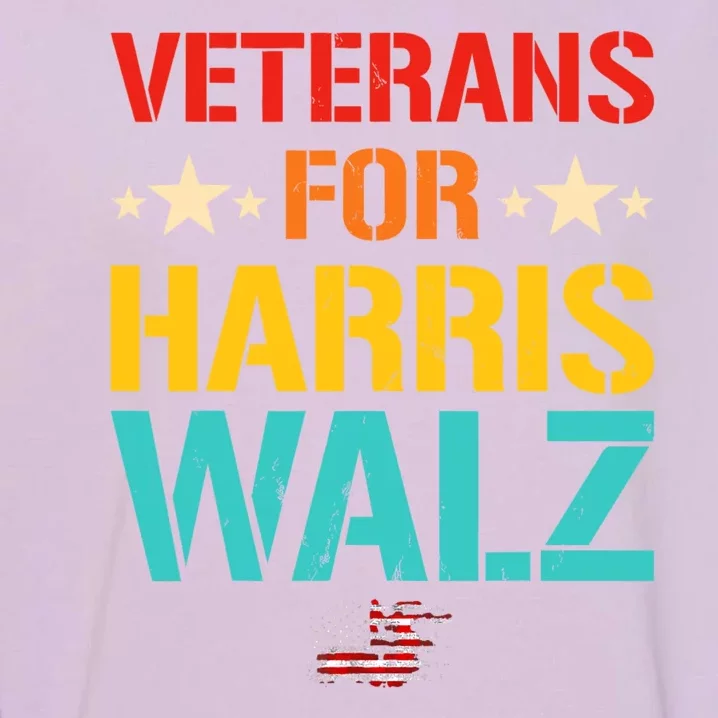 Veteran For Harris Walz Waltz Usa Flag Garment-Dyed Sweatshirt