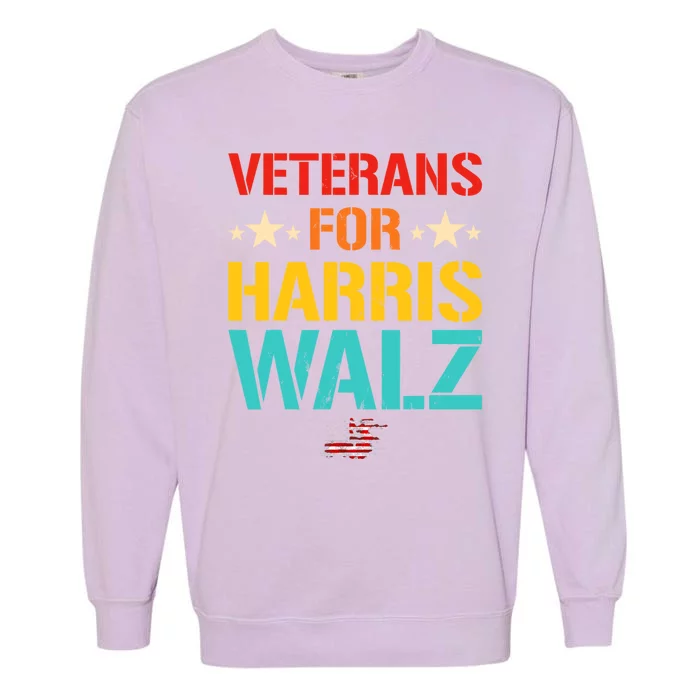 Veteran For Harris Walz Waltz Usa Flag Garment-Dyed Sweatshirt