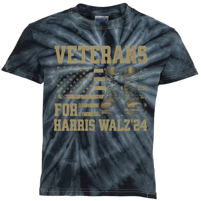 Veterans For Harris Walz Waltz 2024 Presidential Campaign Kids Tie-Dye T-Shirt