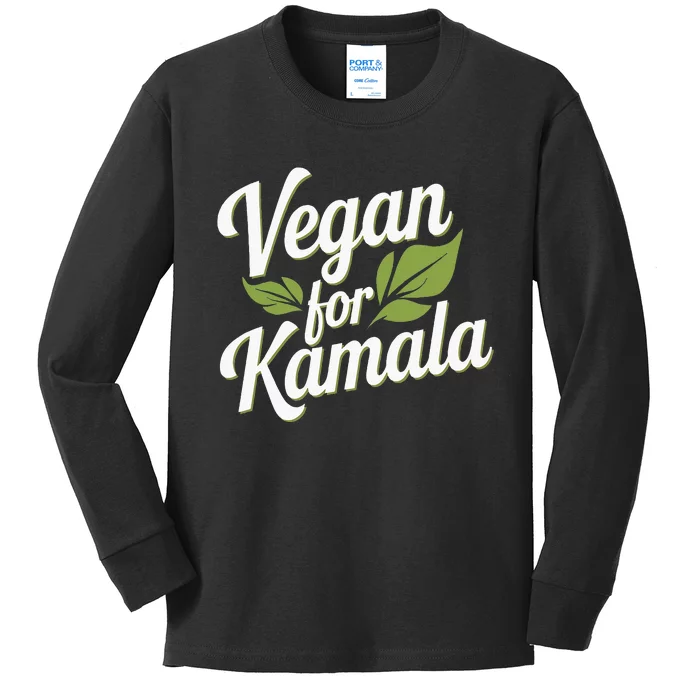 Vegans For Harris Waltz Walz 2024 Vegan For Kamala 2024 Kids Long Sleeve Shirt