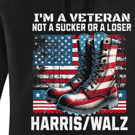 Veteran For Harris Walz For President 2024 Gift Women's Pullover Hoodie