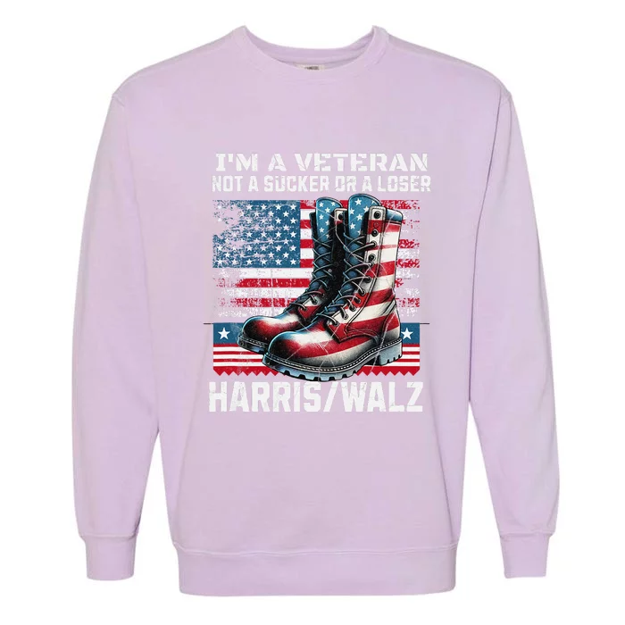 Veteran For Harris Walz For President 2024 Gift Garment-Dyed Sweatshirt