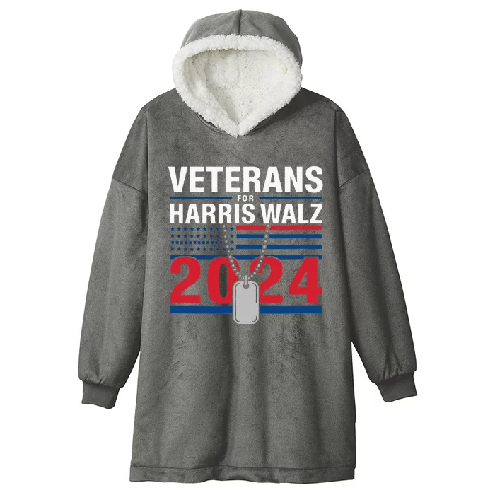 Veterans For Harris Walz Strong Leadership Ahead Hooded Wearable Blanket