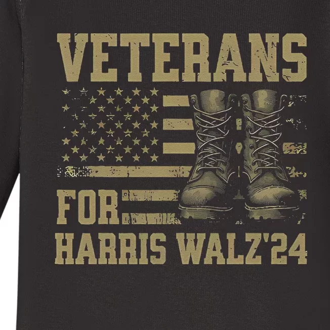 Veterans For Harris Walz Waltz 2024 Presidential Campaign Gift Baby Long Sleeve Bodysuit