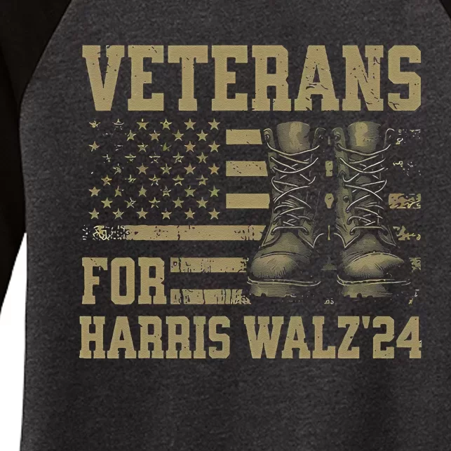 Veterans For Harris Walz Waltz 2024 Presidential Campaign Gift Women's Tri-Blend 3/4-Sleeve Raglan Shirt