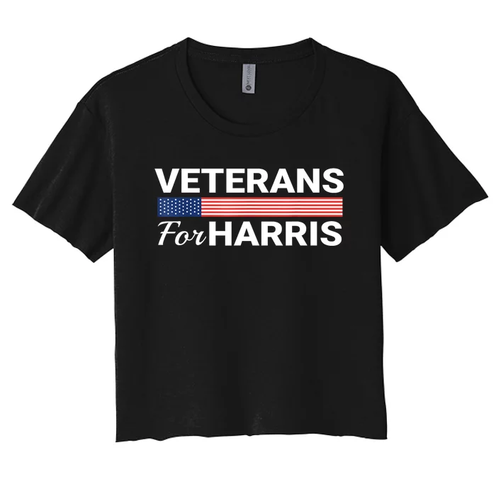 Veterans For Harris 2024 Military American Flag Vets Kamala Harris Gift Women's Crop Top Tee