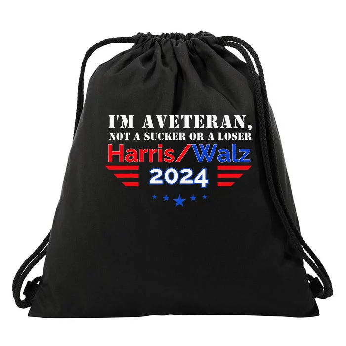 Veteran For Harris Walz For President 2024 Drawstring Bag