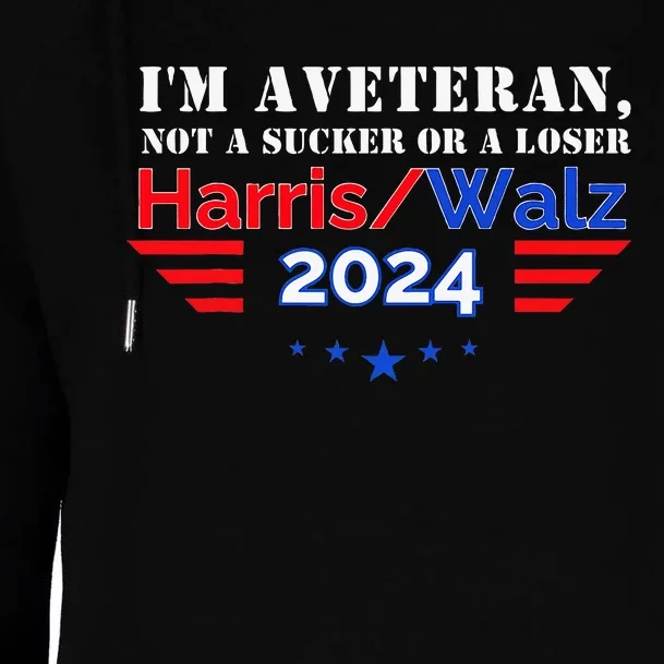 Veteran For Harris Walz For President 2024 Womens Funnel Neck Pullover Hood