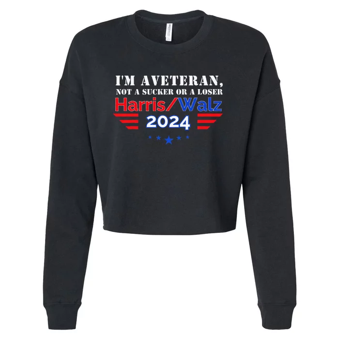 Veteran For Harris Walz For President 2024 Cropped Pullover Crew