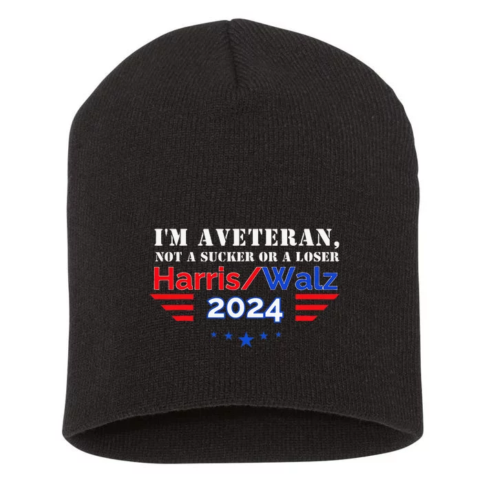 Veteran For Harris Walz For President 2024 Short Acrylic Beanie