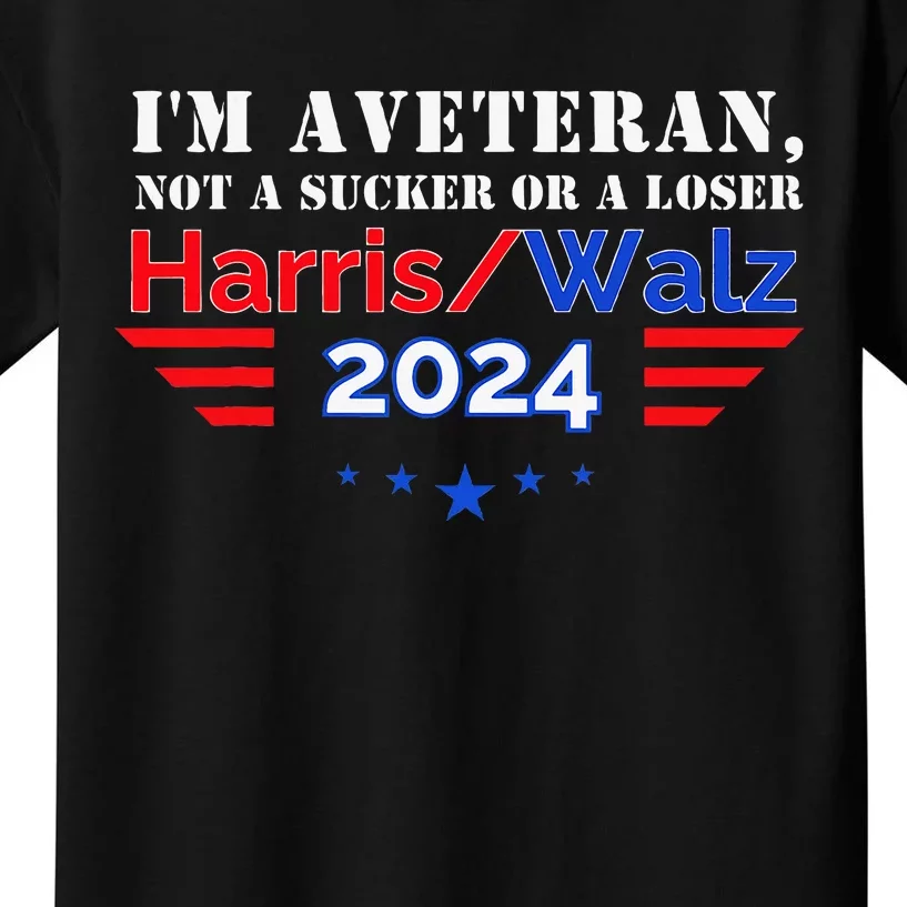 Veteran For Harris Walz For President 2024 Kids T-Shirt