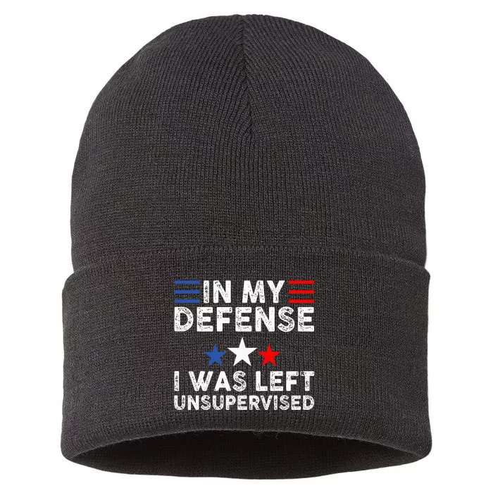 vintage Funny In My Defense I Was Left Unsupervised Sustainable Knit Beanie