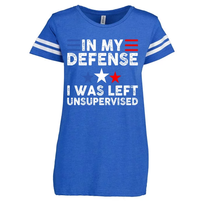 Vintage Funny In My Defense I Was Left Unsupervised Enza Ladies Jersey Football T-Shirt