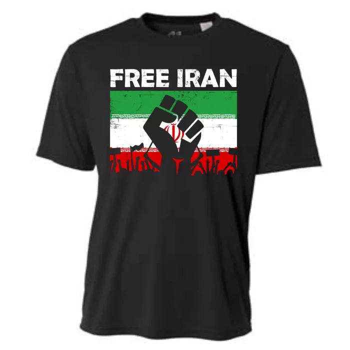 Vintage Free Iran Stand With Women Iranian Flag Raised Hand Cooling Performance Crew T-Shirt