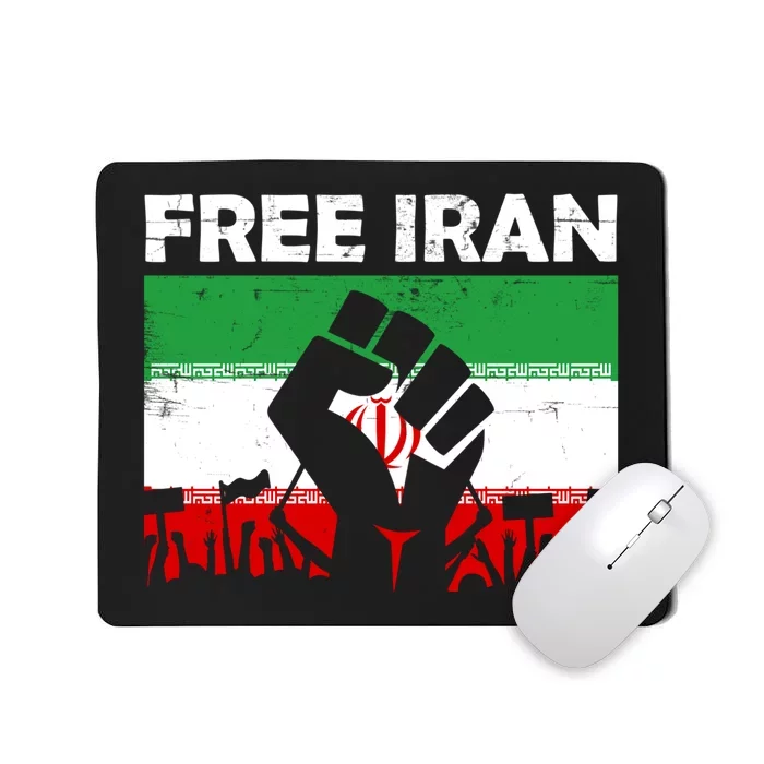 Vintage Free Iran Stand With Women Iranian Flag Raised Hand Mousepad