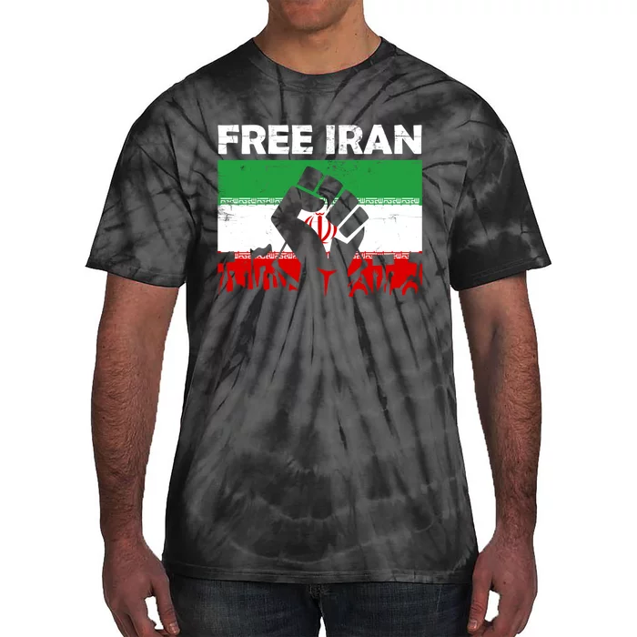 Vintage Free Iran Stand With Women Iranian Flag Raised Hand Tie-Dye T-Shirt