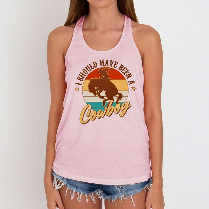 Vintage Funny I Should Have Been A Cowboy Women's Knotted Racerback Tank