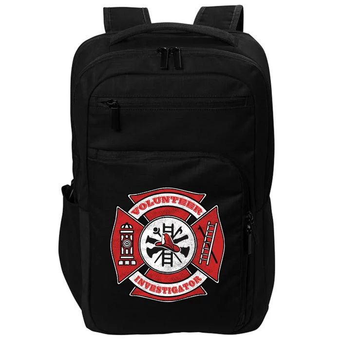 Volunteer Fire Investigator Firefighter Red Maltese Cross Gift Impact Tech Backpack