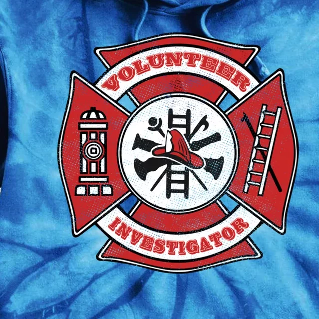 Volunteer Fire Investigator Firefighter Red Maltese Cross Gift Tie Dye Hoodie