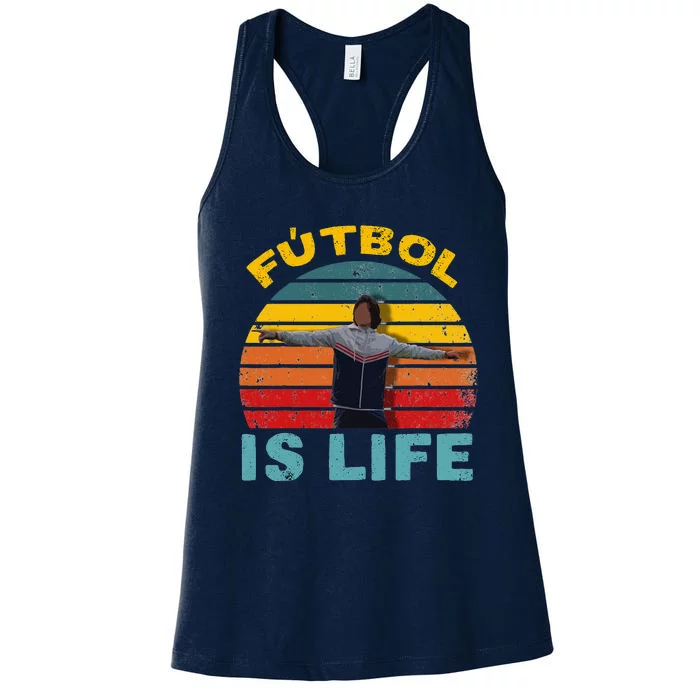 vintage Futbol Is Life Soccer Ball Team goals Women's Racerback Tank