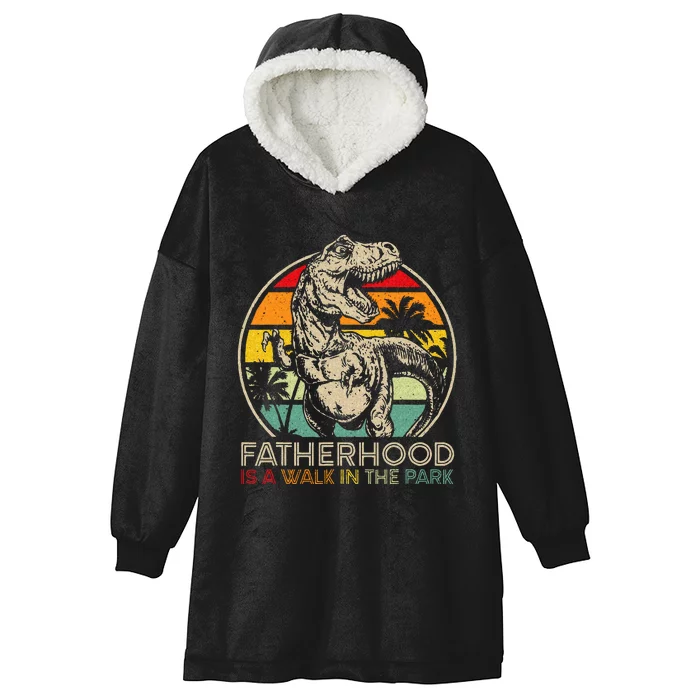 Vintage Fatherhood Is A Walk In The Park Dad T Rex Dinosaur Hooded Wearable Blanket