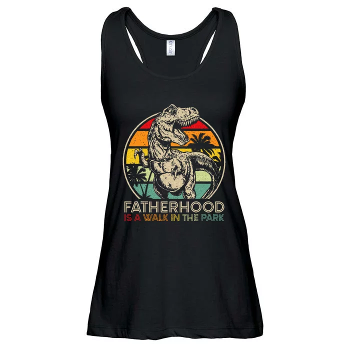 Vintage Fatherhood Is A Walk In The Park Dad T Rex Dinosaur Ladies Essential Flowy Tank