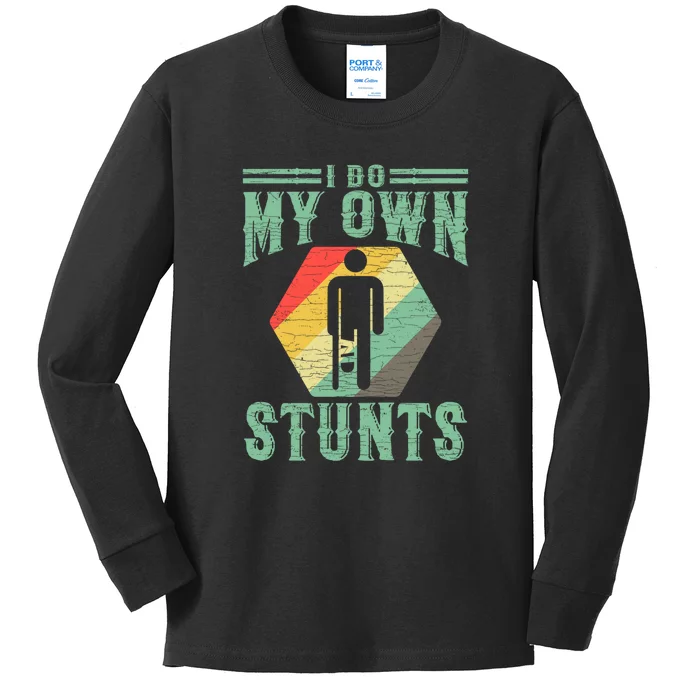 Vintage Funny Injury Hand Wrist I Do My Own Stunts Get Well Gifts Kids Long Sleeve Shirt