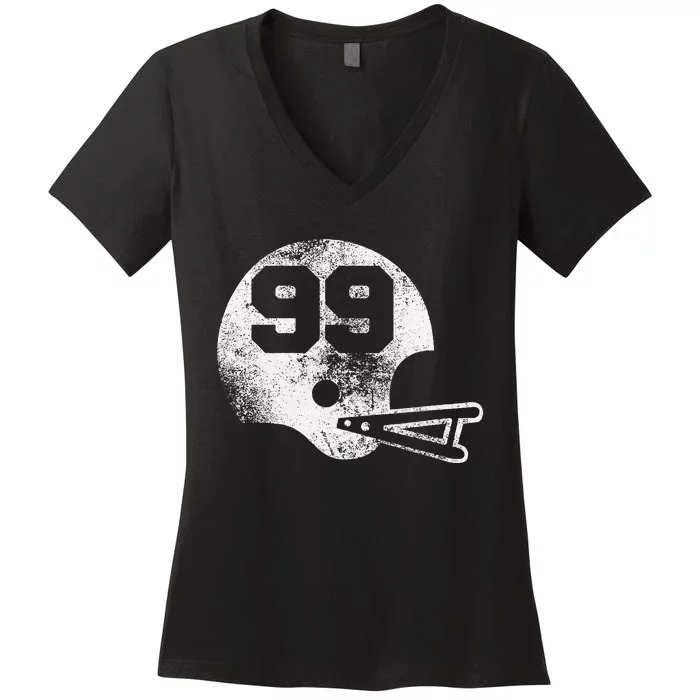 Vintage Football Jersey Number 99 Player Number Women's V-Neck T-Shirt