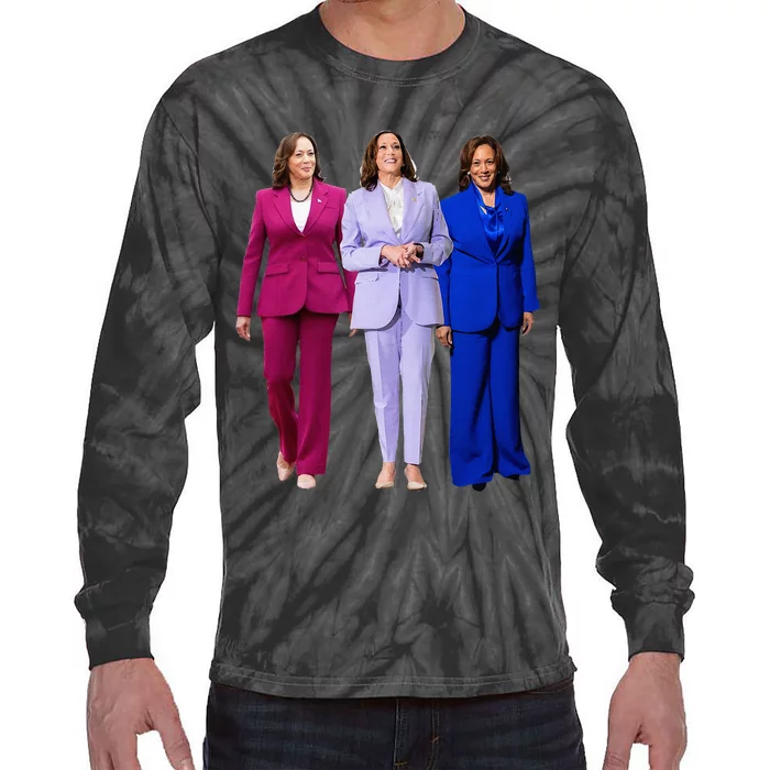 Vote For Kamala President Campaign Tie-Dye Long Sleeve Shirt