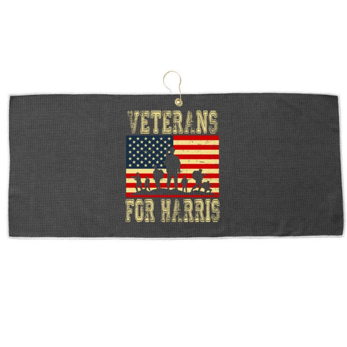 Veterans For Kamala Harris 2024 Large Microfiber Waffle Golf Towel