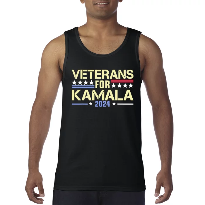 Veterans For Kamala Harris 2024 Election Usa Flag Military Tank Top