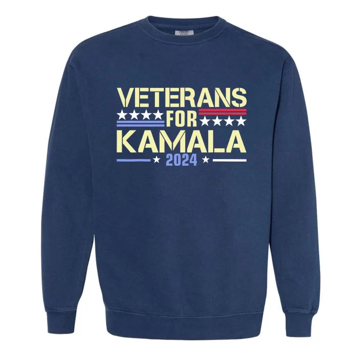 Veterans For Kamala Harris 2024 Election Usa Flag Military Garment-Dyed Sweatshirt