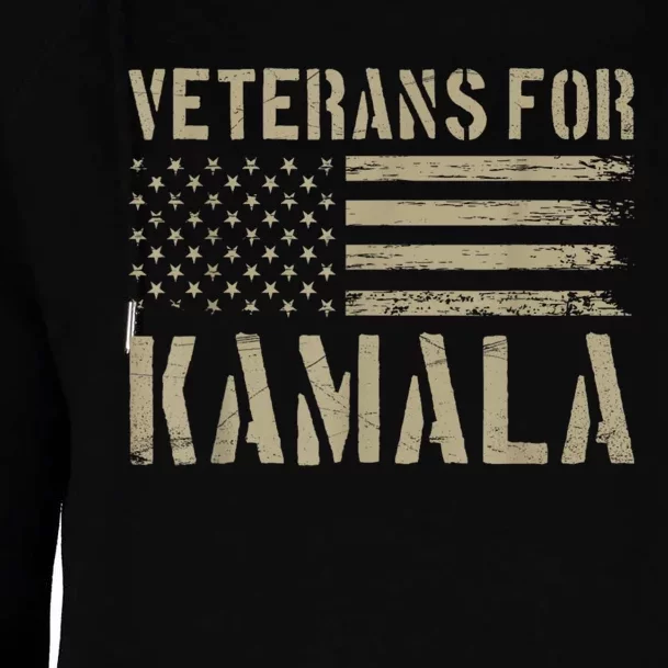 Veterans For Kamala Harris 2024 Election Usa Flag Military Womens Funnel Neck Pullover Hood