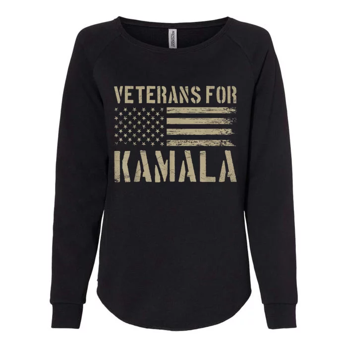 Veterans For Kamala Harris 2024 Election Usa Flag Military Womens California Wash Sweatshirt