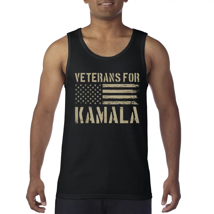 Veterans For Kamala Harris 2024 Election Usa Flag Military Tank Top