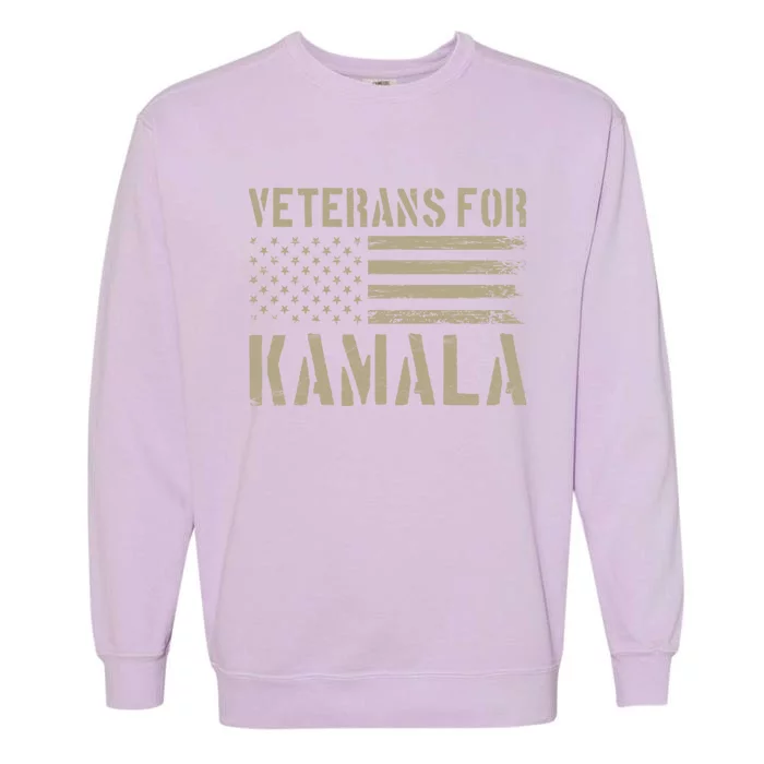 Veterans For Kamala Harris 2024 Election Usa Flag Military Garment-Dyed Sweatshirt