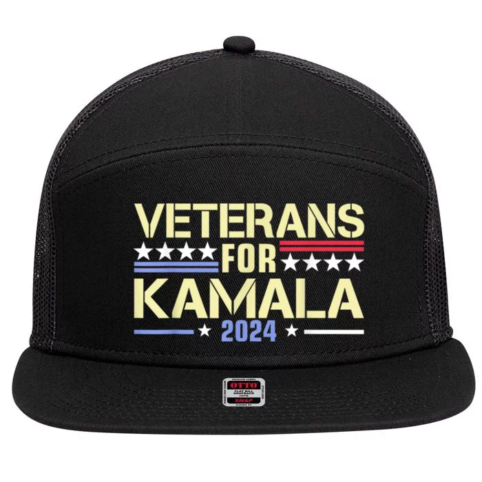 Veterans For Kamala American Flag Kamala Harris Supporter 7 Panel Mesh Trucker Snapback Hat