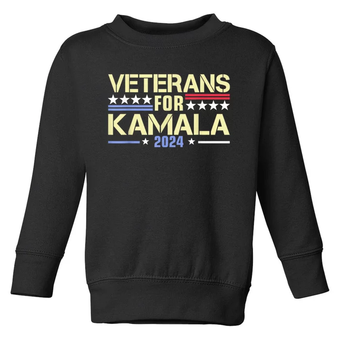 Veterans For Kamala American Flag Kamala Harris Supporter Toddler Sweatshirt