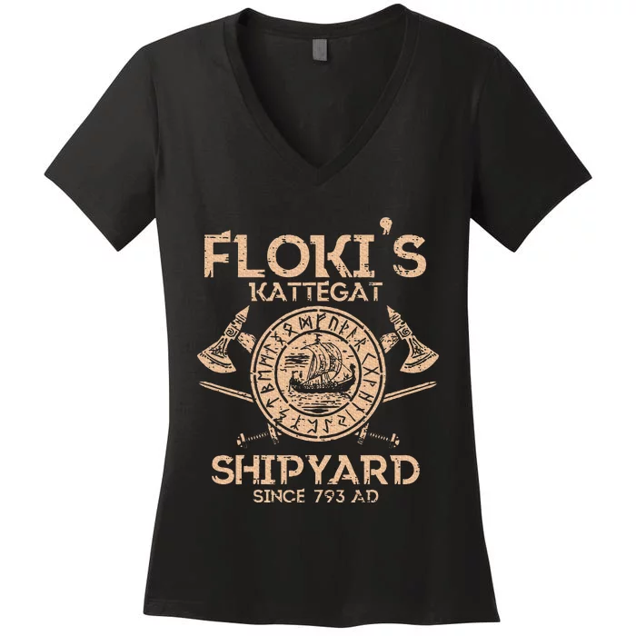 Viking Flokis Kattegat Shipyard Norse Mythology Women's V-Neck T-Shirt