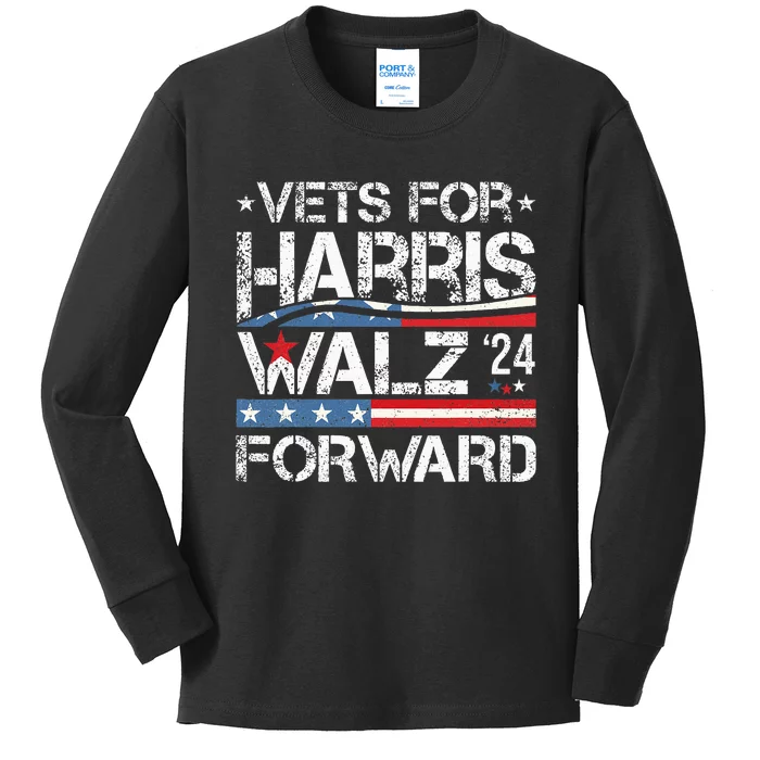 Vets For Kamala Harris Tim Walz Veterans For Harris Kids Long Sleeve Shirt