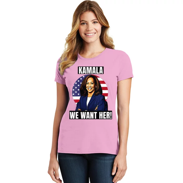 Vote For Kamala Harris 2024we Want Her For President Women's T-Shirt